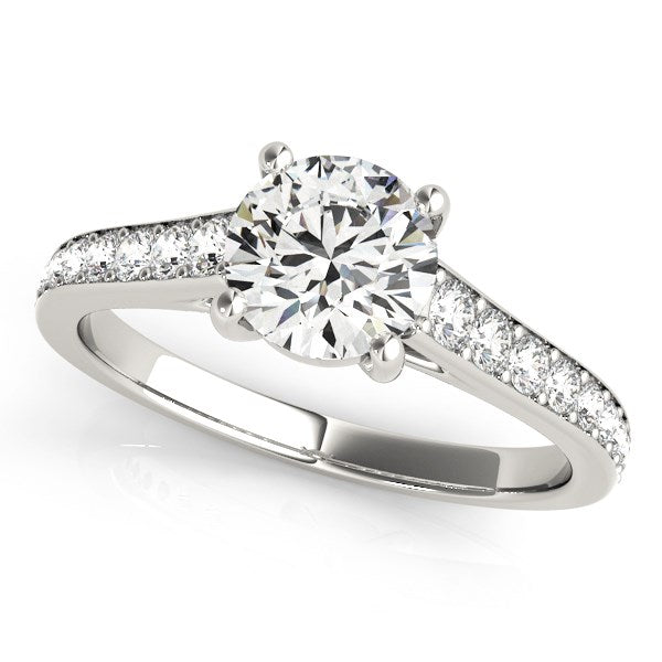 14k White Gold Graduated Single Row Round Diamond Engagement Ring (1 1/3 cttw) 