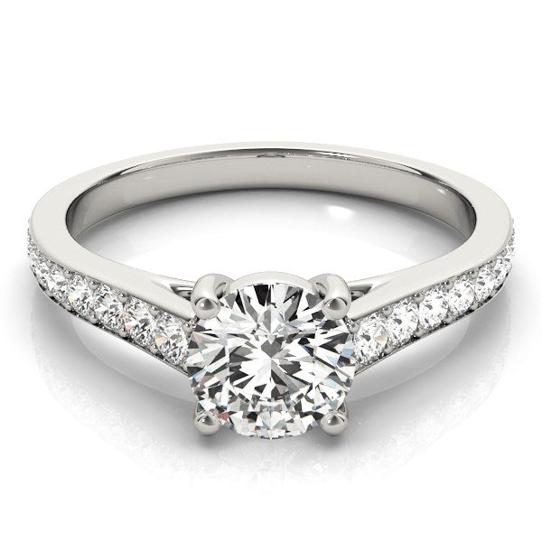14k White Gold Graduated Single Row Round Diamond Engagement Ring (1 1/3 cttw) 