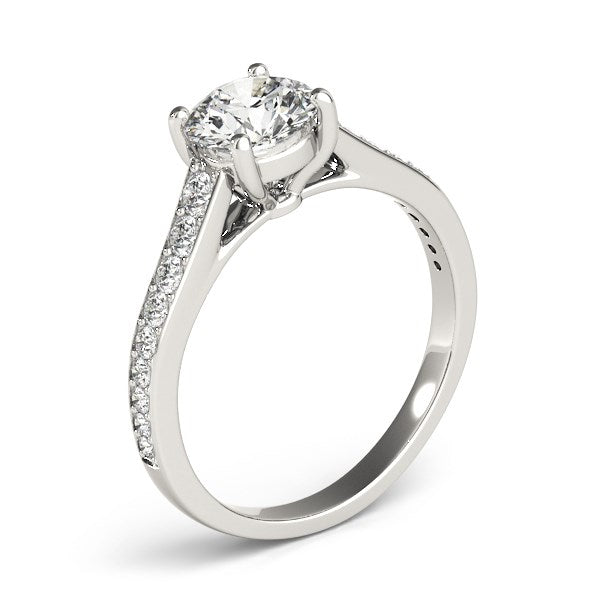 14k White Gold Graduated Single Row Round Diamond Engagement Ring (1 1/3 cttw) 