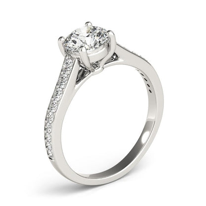 14k White Gold Graduated Single Row Round Diamond Engagement Ring (1 1/3 cttw) 