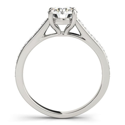 14k White Gold Graduated Single Row Round Diamond Engagement Ring (1 1/3 cttw) 